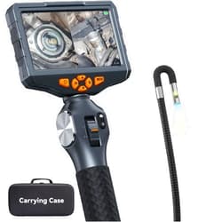 Teslong Articulating Borescope with Dual Lens Endoscope, Teslong 5-inch IPS Automotive Inspection Camera with Two-Way Articulation Tip, 6+1 LED Lights, Mechanics Fiber Optic Scope-Dia. 0.25 inch & L 5.0 feet