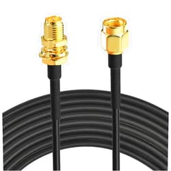 Bingfu WiFi Antenna Extension Cable 50 feet RP-SMA Male to RP-SMA Female Bulkhead Mount Double Shielded Low Loss -100 Cable for WiFi Wireless Router Hotspot Security IP Camera