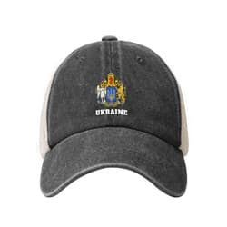 Generic Ukrainian Coat of Arms Mesh Baseball Cap Fashionable Adjustable Duck Tongue Hat Golf Caps63 Black