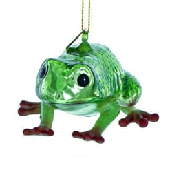 BestPysanky Lively Green Frog - Blown Glass Christmas Ornament