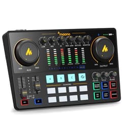 MAONO Audio Interface, MaonoCaster 10-Channel Podcast mixer with Pro-preamp, 48V Phantom Power, Bluetooth, 11 Customize sound pads for Recording, Streaming, Youtube, TikTok, PC, Guitar (AME2)