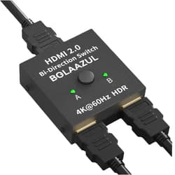 BolAAzuL HDMI Switch Splitter 4K@60Hz, BolAAzuL Bi-Directional HDMI 2.0 Splitter Switcher 1 in 2 Out/2 in 1 Out HDMI Switch 2 Port Display Selector (2 x 1/1 x 2) 4K 3D HD 1080P for PS4,PC,Apple TV etc