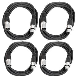 Seismic Audio - SAXLX-6-4 Pack of 6' XLR Male to XLR Female Patch Cables - Balanced - 6 Foot Patch Cord - Black and Black
