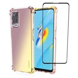 SHYXGLON Case for Oppo A54 4G and Screen Protector Tempered Glass Transparent Ultra Thin Glitter Bumper Anti-Yellow Shockproof Crystal Clear Cover for Oppo A54 4G (Black/Gold)