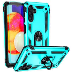 Androgate Phone Case for Galaxy A13 5G/ A04s, Green, Heavy Duty Protection with Ring Holder Stand, Military-Grade Shockproof Cover, HD Screen Protector, Compatible with Magnetic Car Mount