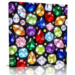 PRINT PICTURE ARTHOME Wall Art Prints, Jewelry Framed Canvas Prints for Bedroom Living Room Bathroom Office, Colorful Gemstone Classic Black Gallery Wrap Wall Art Poster for Gifts Home Decor 16