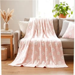 Horaldaily Flower Flannel Blanket Throw, Pink Flowers Soft Fuzzy Plush Cozy Fleece Blankets for Couch Sofa Bed Lounging, Ideal Gifts for Kids Adults Self, 50x60