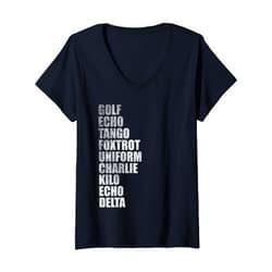 Golf echo tango foxtrot uniform charlie kilo tees Womens Golf echo tango foxtrot uniform charlie kilo echo delta V-Neck T-Shirt