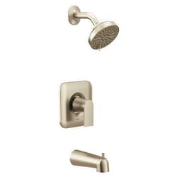 Moen Genta LX Brushed Nickel Pressure Balancing Eco-Performance Modern Shower Trim Including Showerhead, Shower Handle, and Tub Spout (Posi-Temp Valve Required), T2473EPBN