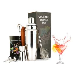 Timahhve Cocktail Shaker Set: 7-Piece Bartender Kit - Stainless Steel Bar Tool Set Scandinavian Style Home Kit (Silver)