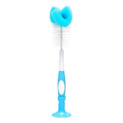 Dr. Brown's Reusable Sponge Baby Bottle Cleaning Brush with Suction Cup Stand, Scrubber and Nipple Cleaner, Blue 1-Pack