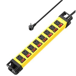 ANNQUAN Power Strip with Individual Switches - 8 Outlet Heavy Duty Power Strip with Cord Manager,1200J Surge Protector Home Office Garage Industrial Workbench