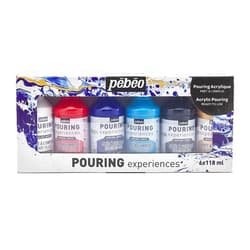 PEBEO Pébéo Acrylic Pouring Paint Starter Kit - Art and Painting Supplies, Ready-To-Pour Fluid Medium, 118 Milliliter Bottles, Set of 6 Assorted Colors