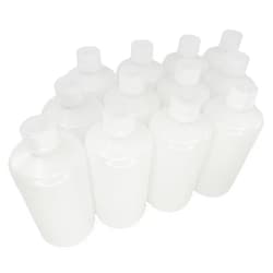 Eisco - Pack of 12, 500mL Narrow Mouth HDPE Translucent Reagent Bottles with Polypropylene Caps, Non-Sterile, Leak-Proof, Chemical Resistant, Laboratory Storage and Transport