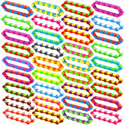 Neureyte 92 Pack 24 Links Wacky Tracks Snap and Click Fidget Toys,Fidget Snake Toy for Party Favors,Plastic Chains Finger Sensory Toy,Stress Relief Toys for Kids