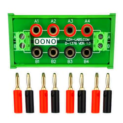 OONO DIN Rail Mount 2 x 4 Position Banana Jack Distribution Module, DC Power Strip