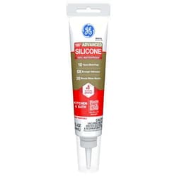 GE Advanced Silicone Caulk for Kitchen & Bathroom - 100% Waterproof Silicone Sealant, 5X Stronger Adhesion, Shrink & Crack Proof - 2.8 fl oz Tube, White, 1 Pack
