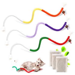 WoLover Cat Toys Chew Ropes, 3 Pack Catnip Toys for Teeth Cleaning, Sisal Rope Cat Toy for Indoor Kitten, Interactive Cat Nip Kitty Toys for All Breeds 27.5 Inches (Plus 3 Pack of Catnip)