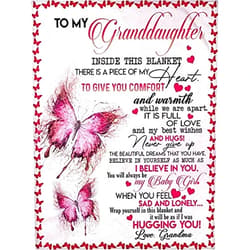 Citron Pom Personalized to My Granddaughter Fleece Blanket from Grandma Inside This Blanket There is A Piece of My Heart to Give You Comfort Great Customized Blanket for Birthday Christmas Graduation