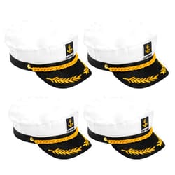 Mezchi 4 Pack White Yacht Captain Costume Hat, Adjustable Boat Sailor Hat, Navy Marine Admiral Cap, for Adult, Party Accessories, 9.8 x 5.9 x 1.9 inch
