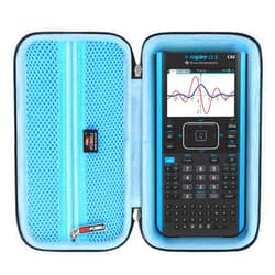 FBLFOBELI Hard Case for Texas Instruments TI-84 Plus CE/TI-84 Plus/TI-Nspire CX II CAS/TI-83 Plus/TI-89 Titanium/TI-85/TI-86/Casio fx-9750GIII Color Graphing Calculator (Black+Blue)