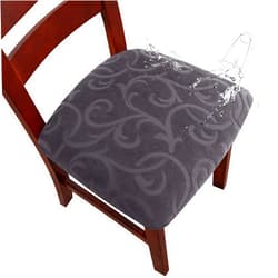 Genina Chair Seat Covers Waterproof Dining Room Chair Covers 6 Pack Stretch Seat Covers for Dinning Room Chair Protector Slipcover for Kitchen, Hotel (6, Flower Pattern-Dark Gray)
