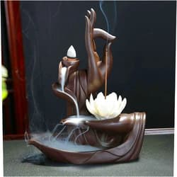YYW Room Decor Lotus Backflow Incense Burner with 20pcs Incense Cone +30 Incense Sticks, Waterfall Incense Holder Burner
