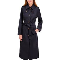 LONDON FOG Women's Single Breasted Long Trench Coat with Epaulettes and Belt