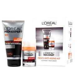 L'Oreal Paris Men Expert Charcoal Facial Cleanser & Anti-Wrinkle & Firming Face Moisturizer Gift Set (Set of 2)