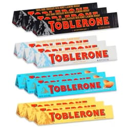 Toblerone Swiss Chocolate Variety Pack, Milk Chocolate, Dark Chocolate, White Chocolate & Crunchy Salted Caramelized Almond, 12 - 3.52 oz Bars Chocolate Variety 3.52 Ounce (Pack of 12)