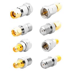 Anina 8 Pcs F Type to SMA Male Female Coax Connector Gold Plated Brass RF Coaxial Adapters for WiFi, CB/Amateur/Ham Radio Antenna, Walkie Talkie