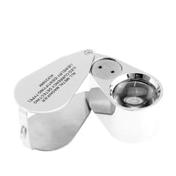 Kare & Kind 40x Illuminated Jeweler LED UV Lens Loupe Magnifier with Metal Construction and Optical Glass, with Kare and Kind Retail Package (40x,25mm) (40x25mm, Silver)