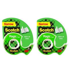 3M Scotch Magic Tape, 1 Roll, Numerous Applications, Invisible, Engineered for Repairing, 3/4 x 650 Inches, Dispensered (122) (Pack of 2)