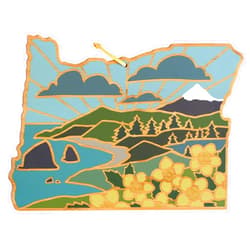 Totally Bamboo Oregon State Shaped Cutting Board and Charcuterie Serving Platter with Artwork by Summer Stokes, Includes Hang Tie for Wall Display Varies