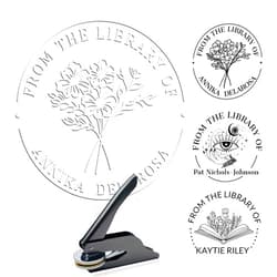 HJX Personalized Book Embosser Stamp Custom Floral Book Embosser Stamp with Name,from The Library of for Books Lover