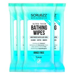 Scrubzz Extra Large Bath Wipes for Adults Bathing No Rinse - Disposable Body Cleansing Wipes for Men, Women & Elderly - Great for Gym, Camping, Post Surgery - Shower Wipes - 40 Count