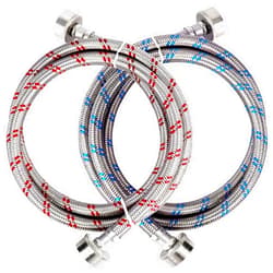 TOMOON 4ft Premium Stainless Steel Washing Machine Hoses Burst Proof 2 Pack by Techecook - Hot and Cold Water Supply Hoses for ALL Washer - 10 YEARS WARRANTY