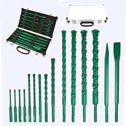 LYXUAN 15PCS SDS-Plus Rotary Hammer Drill Bits and Chisel Set,Carbide-Tipped Masonry Hole Tool with Storage Case for Concrete,Stone,Brick