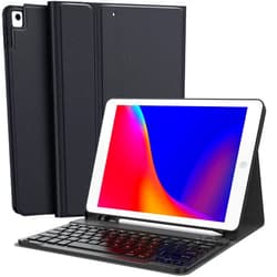 CHESONA Keyboard Case for iPad 9th Generation 2021 10.2 Inch, Detachable Wireless with Pencil Holder Stand Folio Keyboard Cover for iPad 9th Gen/8th Gen/7th Gen 10.2