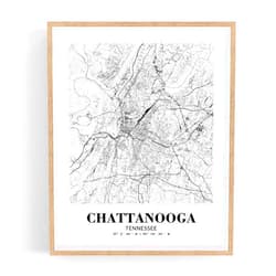 Eleville 8X10 Unframed Chattanooga Tennessee City View Abstract Road Modern Map Art Print Poster Wall Office Home Decor Minimalist Line Art Hometown Housewarming wgn289