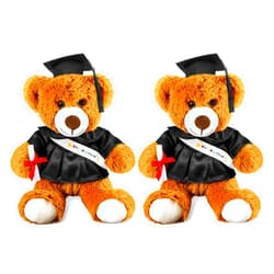 Sotiff 2 Pcs Graduation Bear Plush Stuffed Toy Bear Graduation Gifts Bear Doll Stuffed Bear with Grad Cap Diploma Stuffed Bear Plush Toy for Preschool Kindergarten College Gift (Brown, Black, 9 Inch)