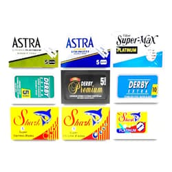 Razor Blades Club Astra-Derby-Shark-Permasharp 50 Quality Double Edge Razor Blades Sampler (9 different brands)