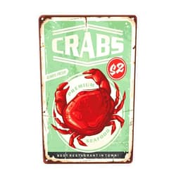 LOVEJIA Crabs Sign Vintage Metal Tin Sign Wall Decor, Restaurant Metal Signs Tin Signs for Bar Pub Club Man Cave 8 x12 inch (CTP-36)