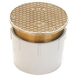 Zurn CO2450-PV3, Adjustable Floor Cleanout, 3 Inch PVC Hub Connection , Brass , 3