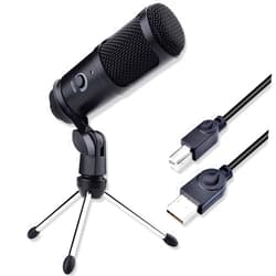 Kumiy USB Monitoring Condenser Microphone with Tripod, Dsp Audio Processing Studio Microphone for Streaming Media, Podcasting and Vocal Recording, USB Game Microphone