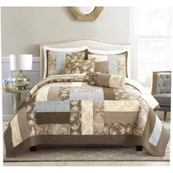 L'IRISDOM California King Quilt Bedding Set Lightweight Comforter Bedspread 100% Cotton Patchwork Coverlet with Pillow Shams