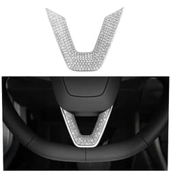 YHCDSEA Bling Rhinestone Bedazzled Crystal Trim Stickers for 2024-2026 Tesla Model 3 Highland/2025 2026 Model Y Juniper Accessories (Steering Wheel Trim)