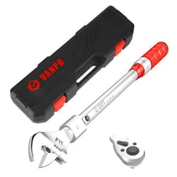 VANPO Adjustable Torque Wrench, 20-160 Ft.lb/27.1-216.8 Nm, 38MM Open End Torque Wrench, 1/2 Inch Drive Torque Wrench with Interchangeable Jaw & Ratchet Head for HVAC, Car, Moto, Narrow Pipeline