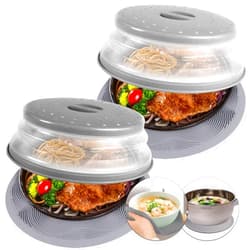 AIDACOM 4 In 1, Aidacom Microwave Mat & Food Cover- 10“ Mat as Bowl Holder, Cover for Splatter Guard, Multi-use: Silicone Trivet, Pot Holders, Drying, Baking, Place Mat, Utensils Rest for Kitchen Counter