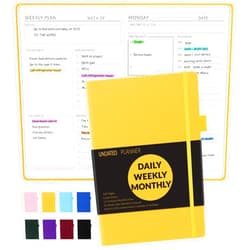 Forvencer 2025 Planner, Hardcover Daily, Weekly & Monthly Planner, Durable Hardcover Weekly Planner for Work, School, Home, Start Anytime, A5(5.8'' x 8.3''), Yellow